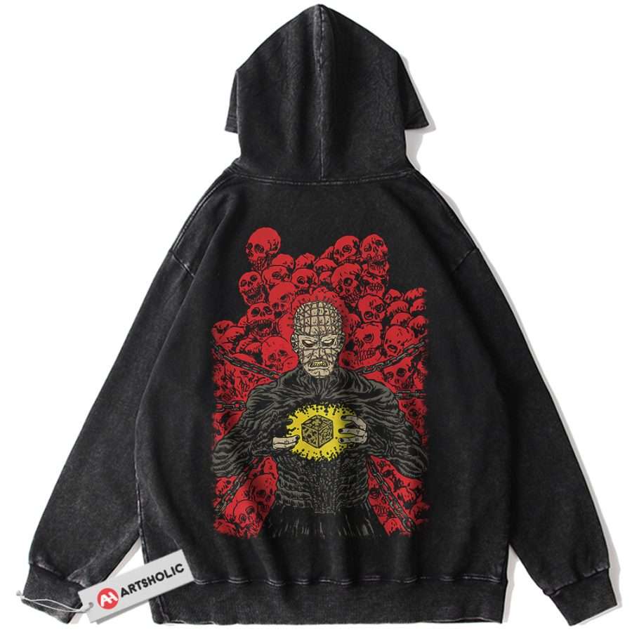 Alternative view of Pinhead Hoodie, Hellraiser Hoodie, Halloween Hoodie, Horror Hoodie, Vintage Hoodie