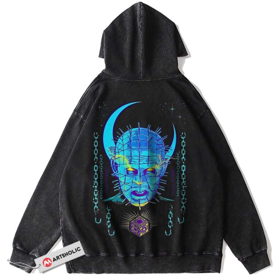 Alternative view of Pinhead Hoodie, Hellraiser Hoodie, Halloween Hoodie, Horror Hoodie, Vintage Hoodie