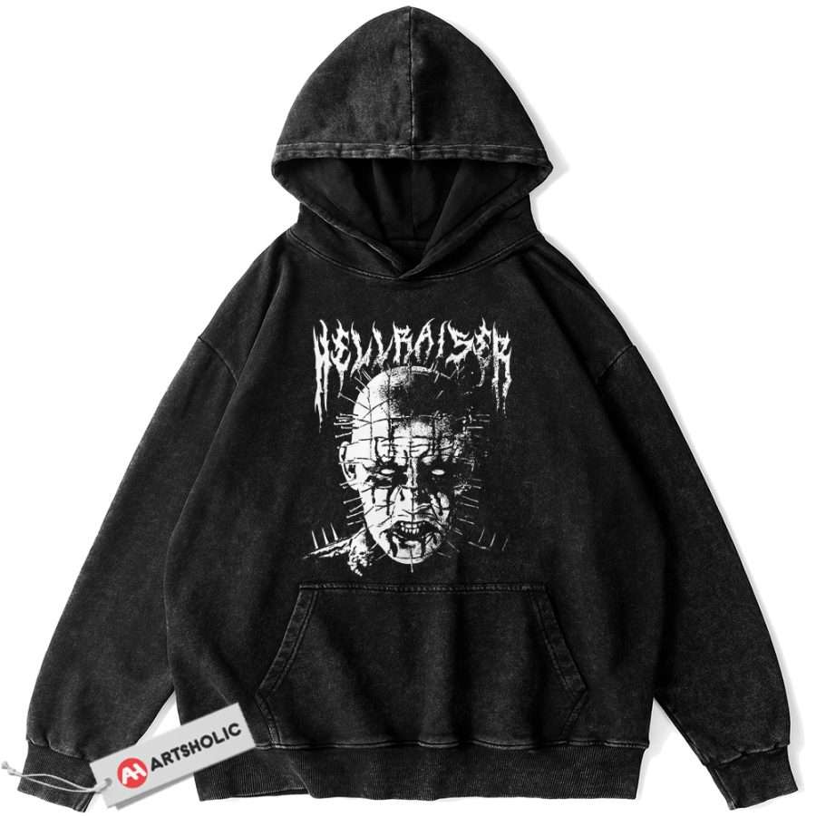 Alternative view of Pinhead Hoodie, Hellraiser Hoodie, Halloween Hoodie, Horror Hoodie, Vintage Hoodie