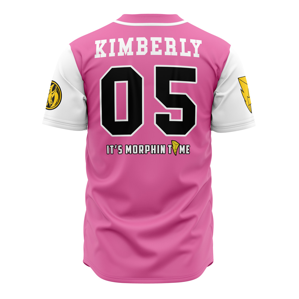Alternative view of Pink Pterodactyls Kimberly Hart Power Rangers Custom Baseball Jersey - Otaku Hall