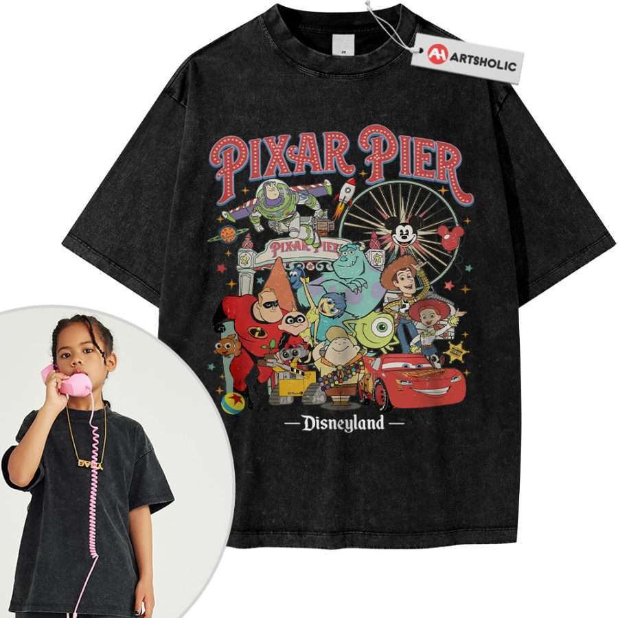 Alternative view of Pixar x Disney Shirt For Kids, Cartoon Shirt For Kids, Vintage T-Shirt For Kids