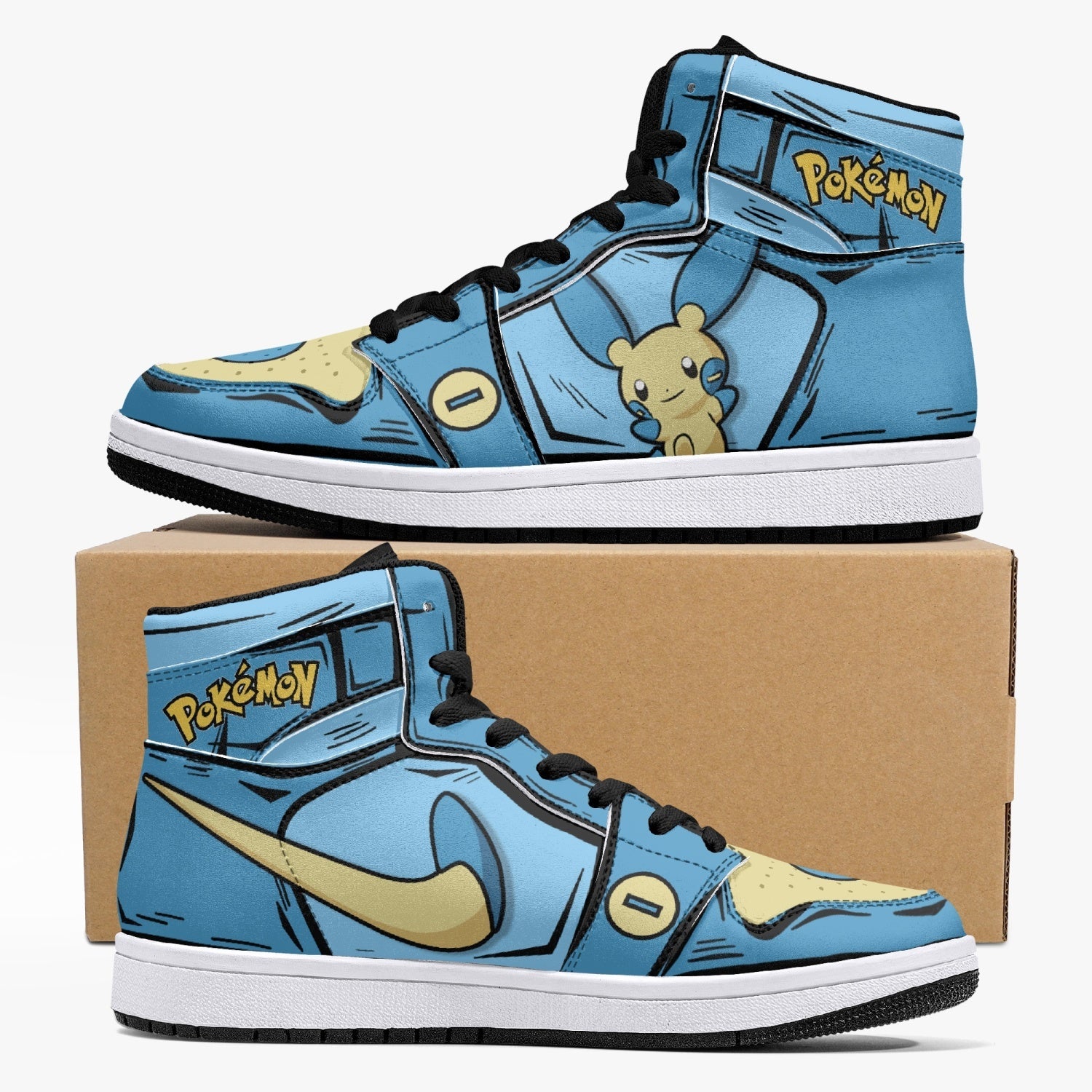Plusle and Minun Pokemon Custom Sneaker Mid 1 Basketball Shoes - Otaku Hall