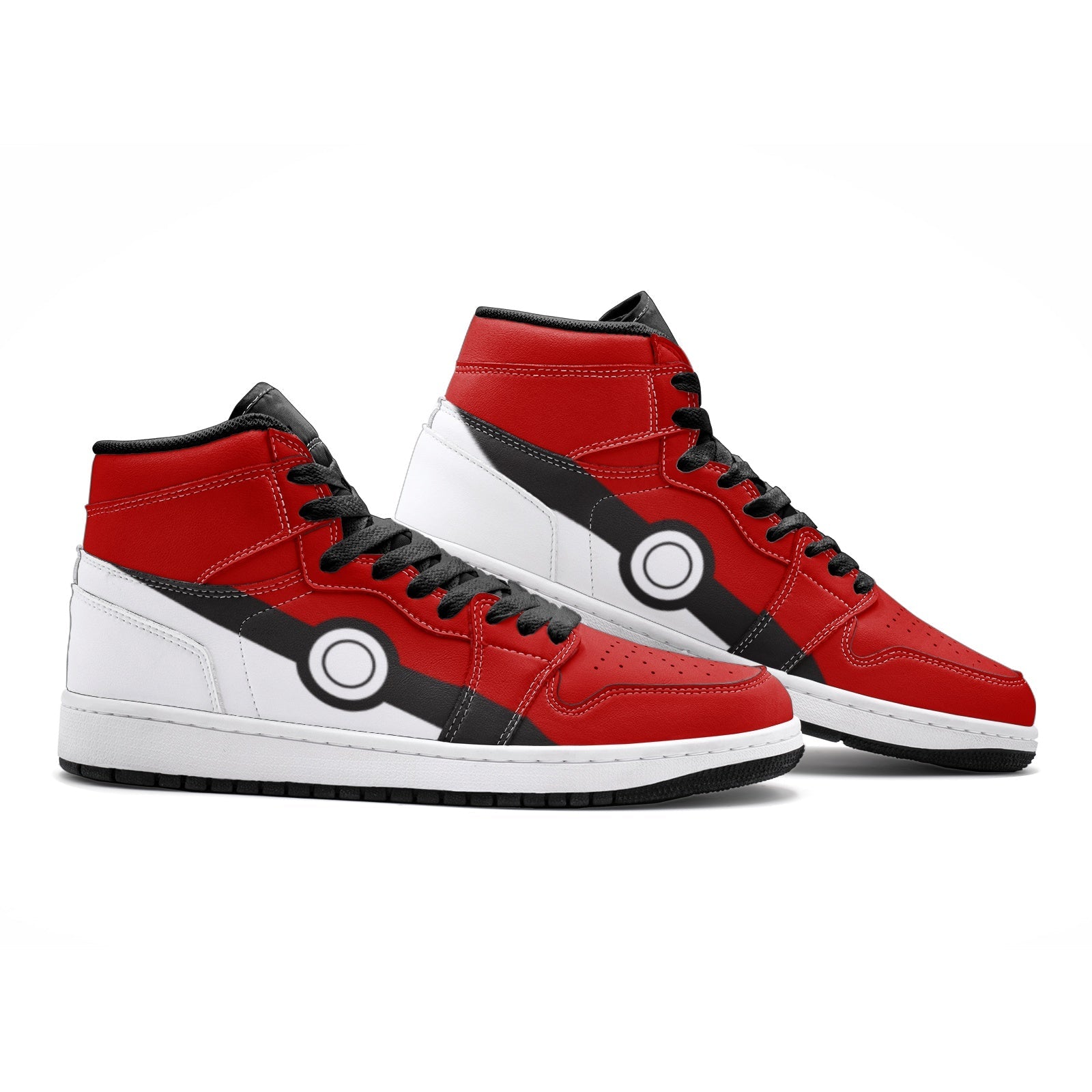 Alternative view of Pokeball Pokemon Custom Sneaker Mid 1 Basketball Shoes - Otaku Hall