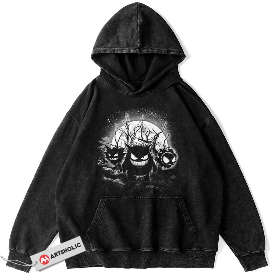 Alternative view of Pokemon Hoodie, Gengar Hoodie, Gatsly Hoodie, Haunter Hoodie, Anime Hoodie, Vintage Hoodie