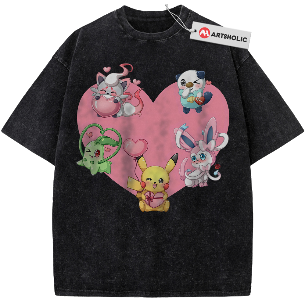 Alternative view of Pokemon Shirt, PKM Shirt, Valentine's Day Shirt, Anime Shirt, Vintage Tee