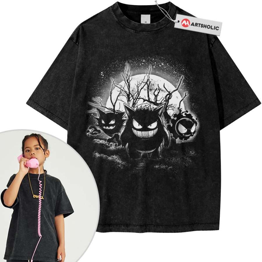 Alternative view of Pokemon Tee For Kids, Gengar Tee For Kids, Gatsly Tee For Kids, Haunter Tee For Kids, Anime Tee For Kids, Vintage Tee For Kids
