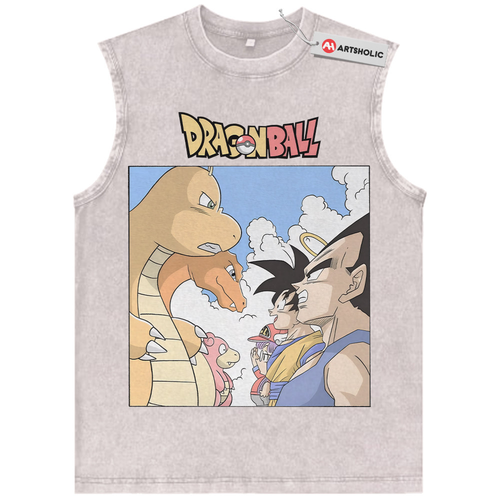 Alternative view of Pokemon x Dragon Ball Tank Top, Anime Tank Top, Vintage Tank Top