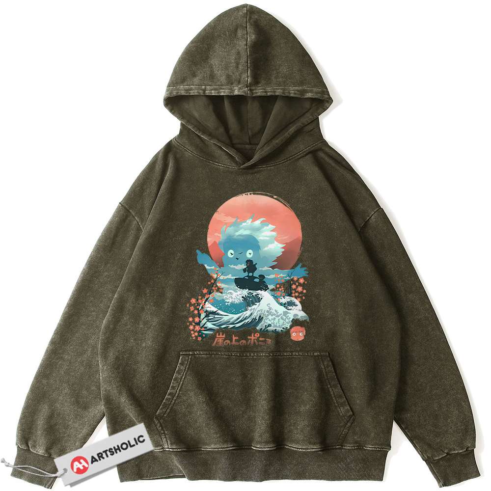 Alternative view of Ponyo Hoodie, Studio Ghibli Hoodie, Anime Hoodie, Vintage Hoodie