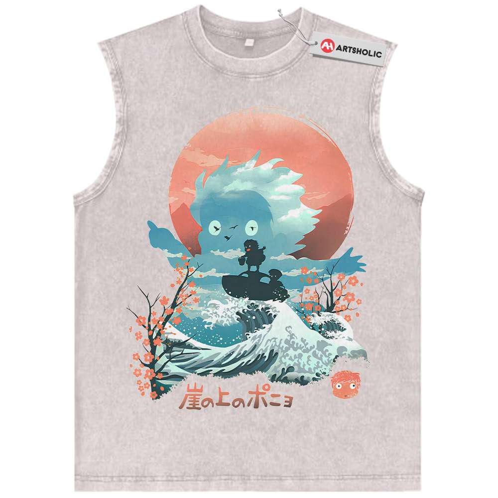 Alternative view of Ponyo Tank Top, Studio Ghibli Tank Top, Anime Tank Top, Vintage Tank Top