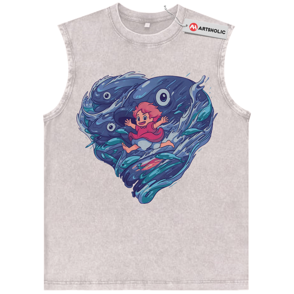 Alternative view of Ponyo Tank Top, Studio Ghibli Tank Top, Anime Tank Top, Vintage Tank Top