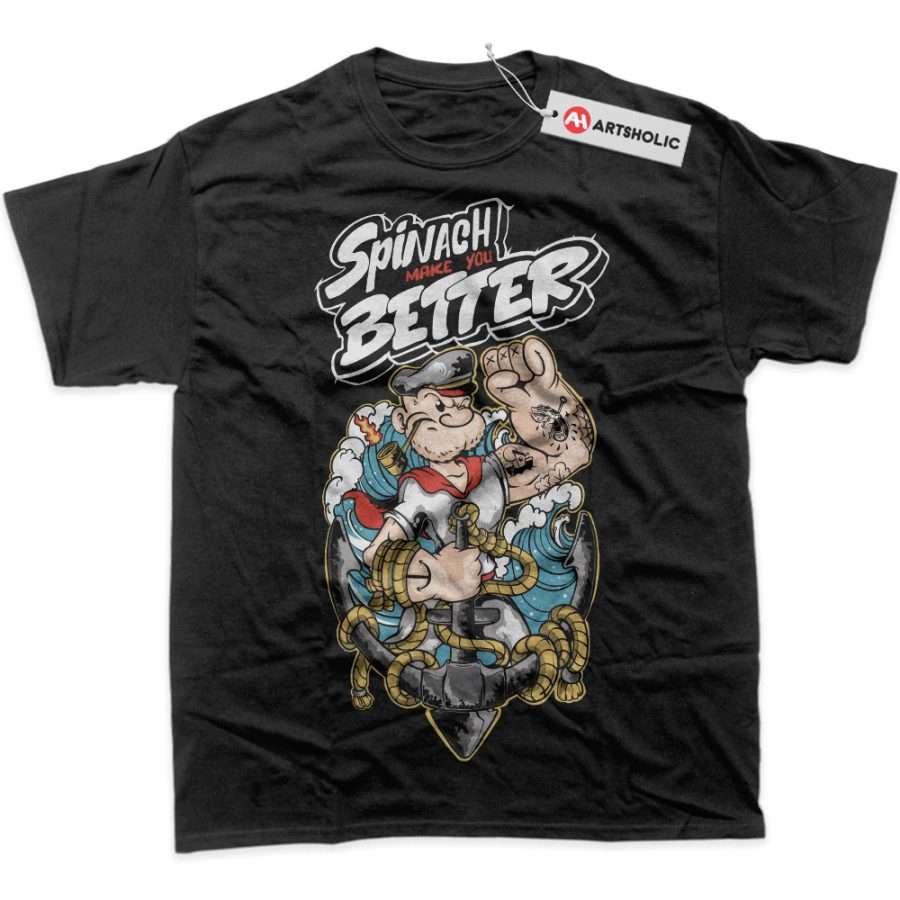 Alternative view of Popeye The Sailor Man Shirt, Animated Shirt, Graphic T-Shirt