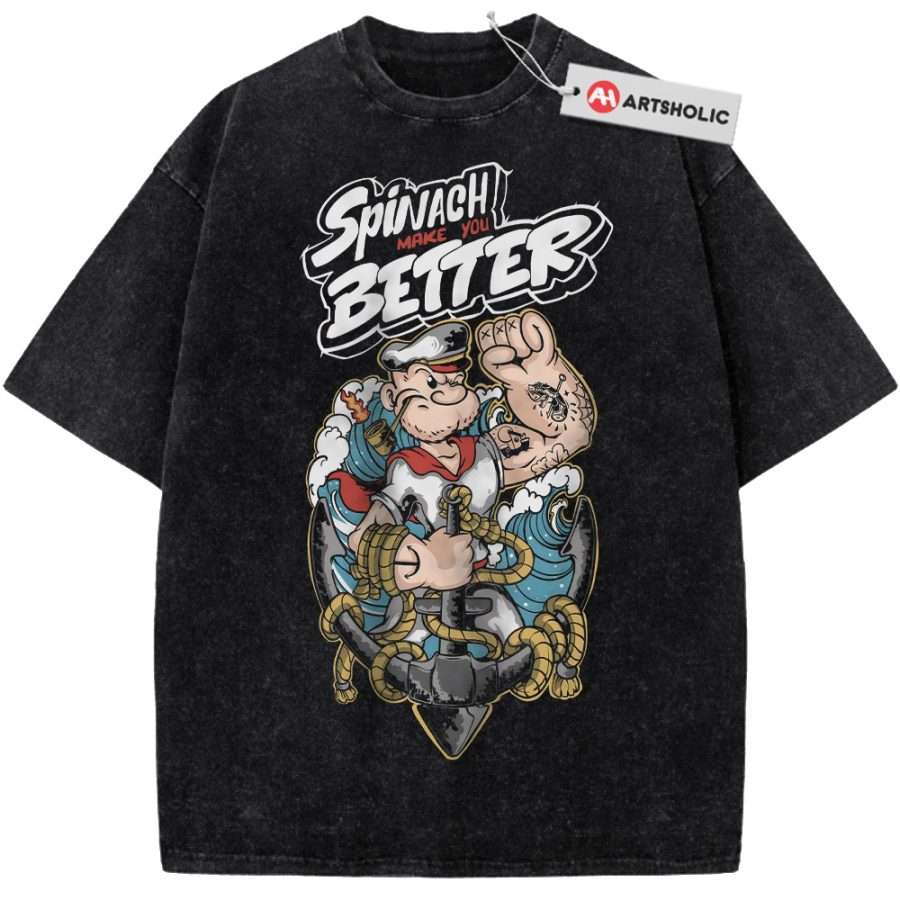 Alternative view of Popeye The Sailor Man Shirt, Animated Shirt, Vintage T-Shirt