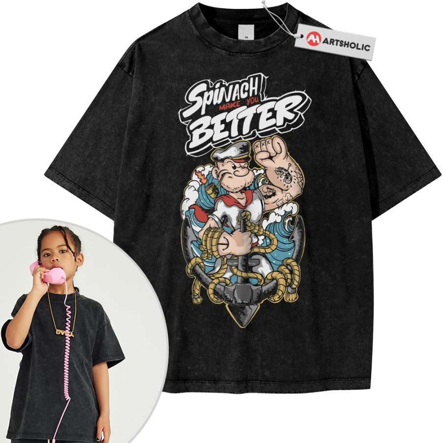 Alternative view of Popeye The Sailor Man Shirt For Kids, Animated Shirt For Kids, Vintage T-Shirt For Kids