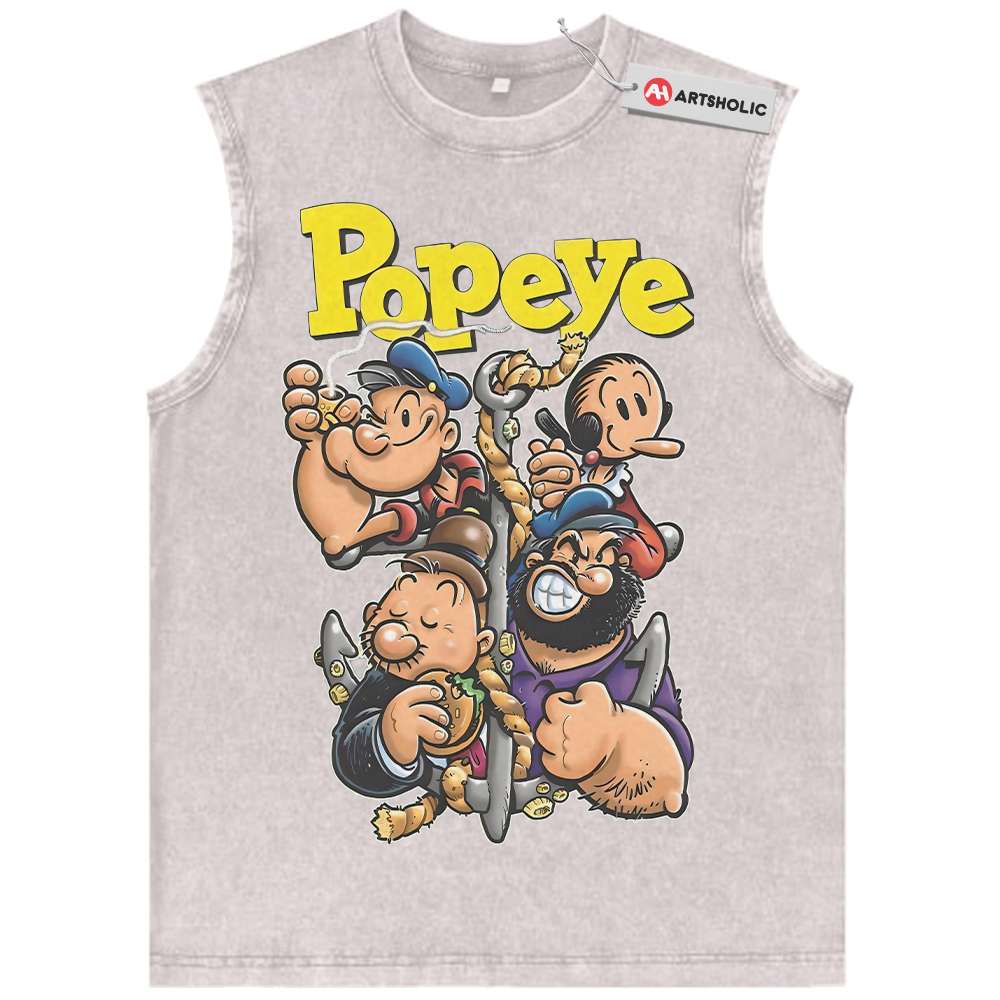 Alternative view of Popeye the Sailor Man Tank Top, Animated Tank Top, Vintage Tank Top