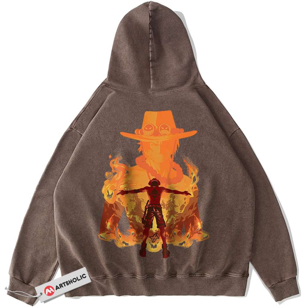 Alternative view of Portgas D Ace Hoodie, One Piece Hoodie, Anime Hoodie, Vintage Hoodie