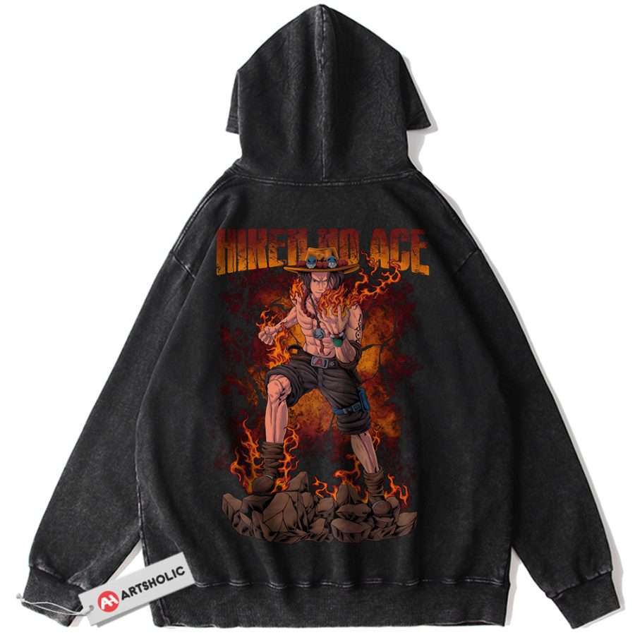 Alternative view of Portgas D Ace Hoodie, One Piece Hoodie, Anime Hoodie, Vintage Hoodie