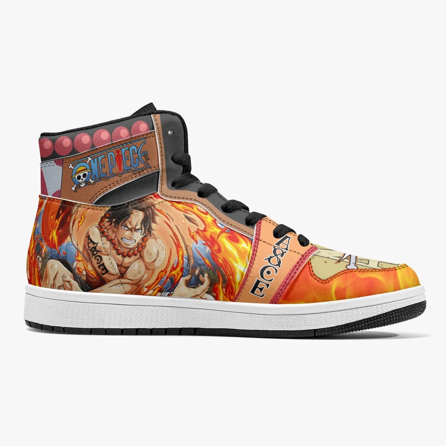 Alternative view of Portgas D. Ace One Piece Custom Sneaker Mid 1 Basketball Shoes - Otaku Hall