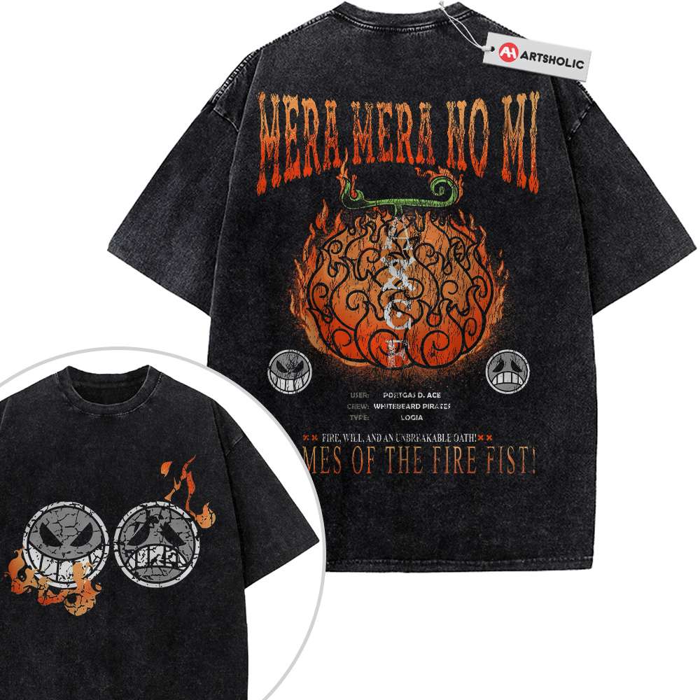 Portgas D Ace Shirt, One Piece Shirt, Anime Shirt, Vintage T-Shirt 2-Sided