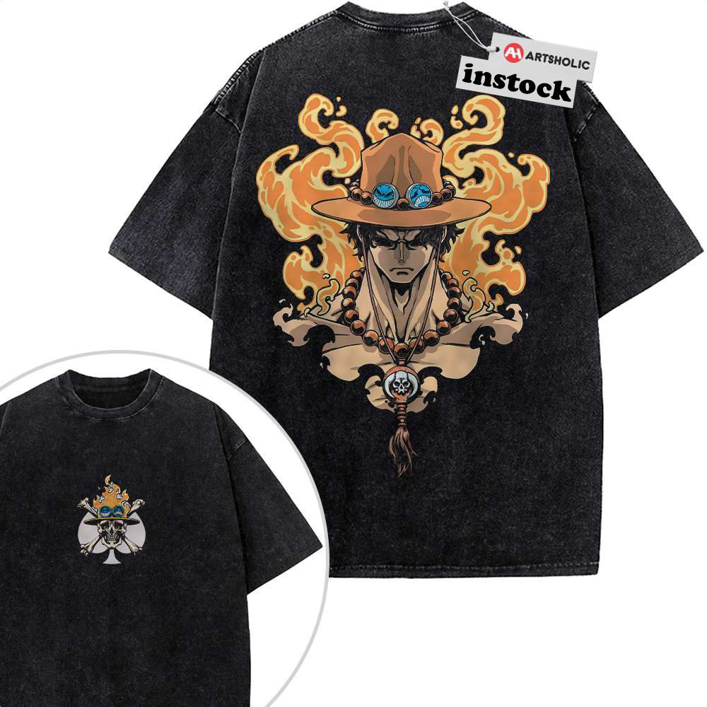 Portgas D Ace Shirt, One Piece Shirt, Anime Shirt, Vintage T-Shirt 2-Sided