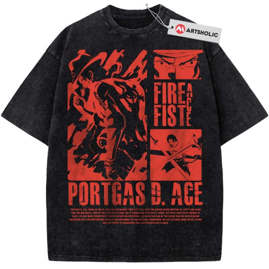 Alternative view of Portgas D Ace Shirt, One Piece Shirt, Anime Shirt, Vintage Tee