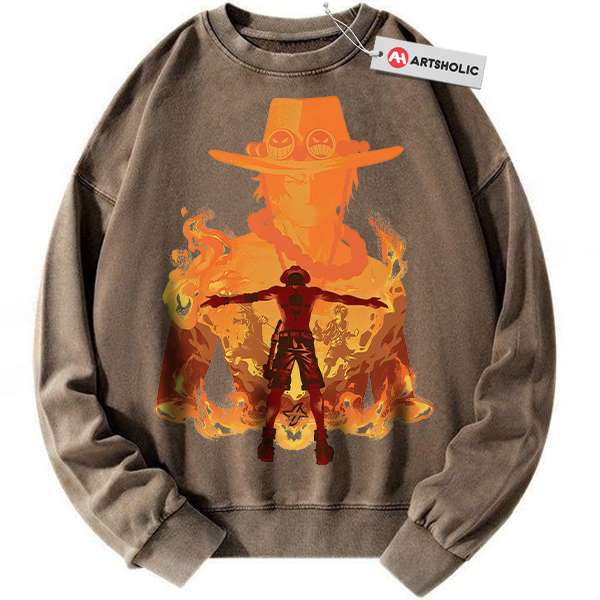 Alternative view of Portgas D Ace Sweatshirt, One Piece Sweatshirt, Anime Sweatshirt, Vintage Sweater