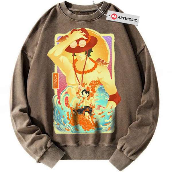 Alternative view of Portgas D Ace Sweatshirt, One Piece Sweatshirt, Anime Sweatshirt, Vintage Sweater
