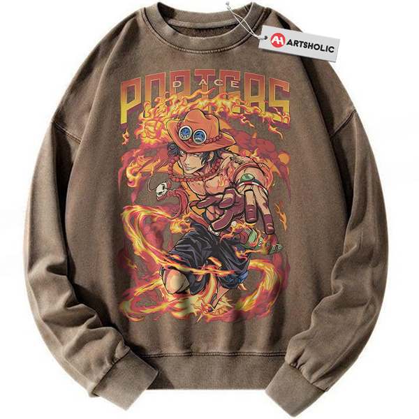 Alternative view of Portgas D Ace Sweatshirt, One Piece Sweatshirt, Anime Sweatshirt, Vintage Sweatshirt