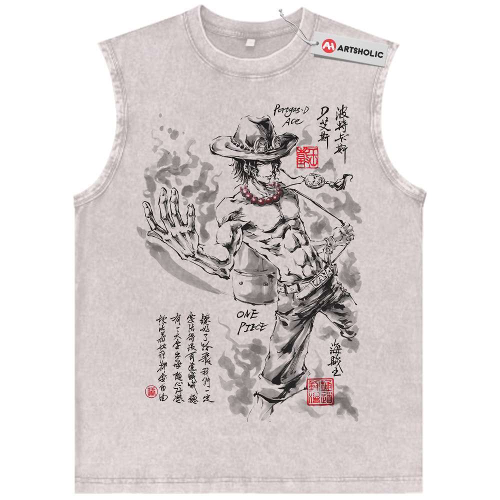 Portgas D Ace Tank Top, One Piece Tank Top, Anime Tank Top, Vintage Tank Top