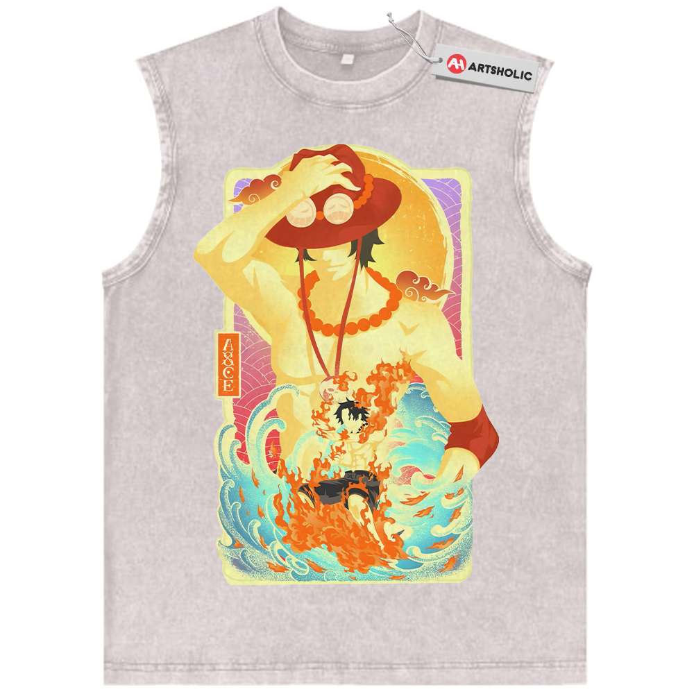 Alternative view of Portgas D Ace Tank Top, One Piece Tank Top, Anime Tank Top, Vintage Tank Top