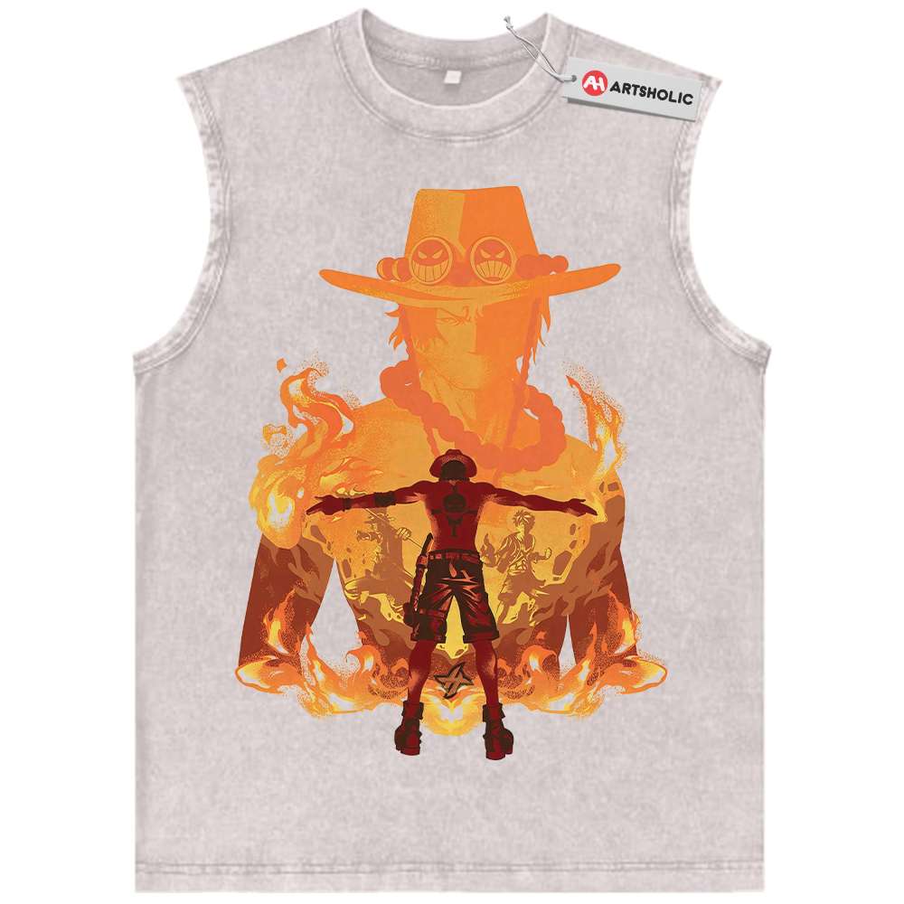 Alternative view of Portgas D Ace Tank Top, One Piece Tank Top, Anime Tank Top, Vintage Tank Top