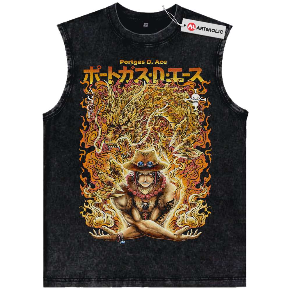 Portgas D Ace Tank Top, One Piece Tank Top, Anime Tank Top, Vintage Tank Top