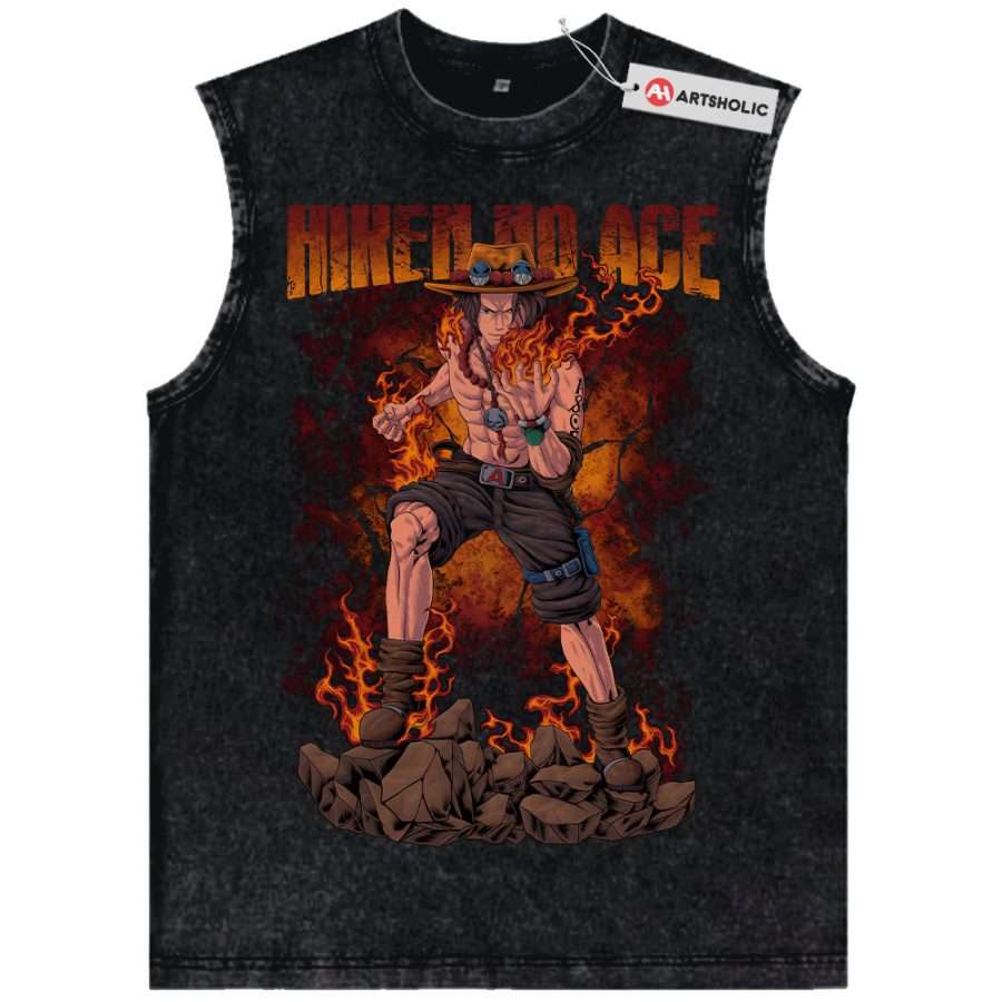 Alternative view of Portgas D Ace Tank Top, One Piece Tank Top, Anime Tank Top, Vintage Tank Top