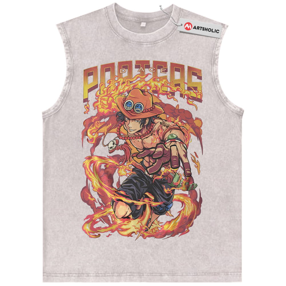 Alternative view of Portgas D Ace Tank Top, One Piece Tank Top, Anime Tank Top, Vintage Tank Top