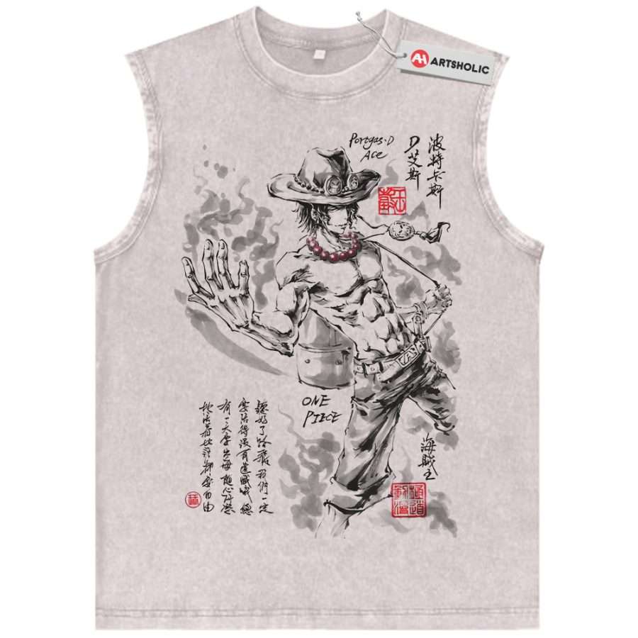 Alternative view of Portgas D Ace Tank Top, One Piece Tank Top, Anime Tank Top, Vintage Tank Top