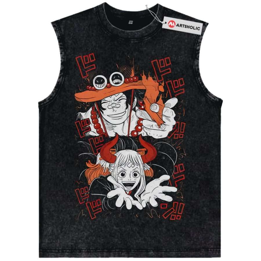 Alternative view of Portgas D Ace Tank Top, Yamato Tank Top, One Piece Tank Top, Anime Tank Top, Vintage Tank Top