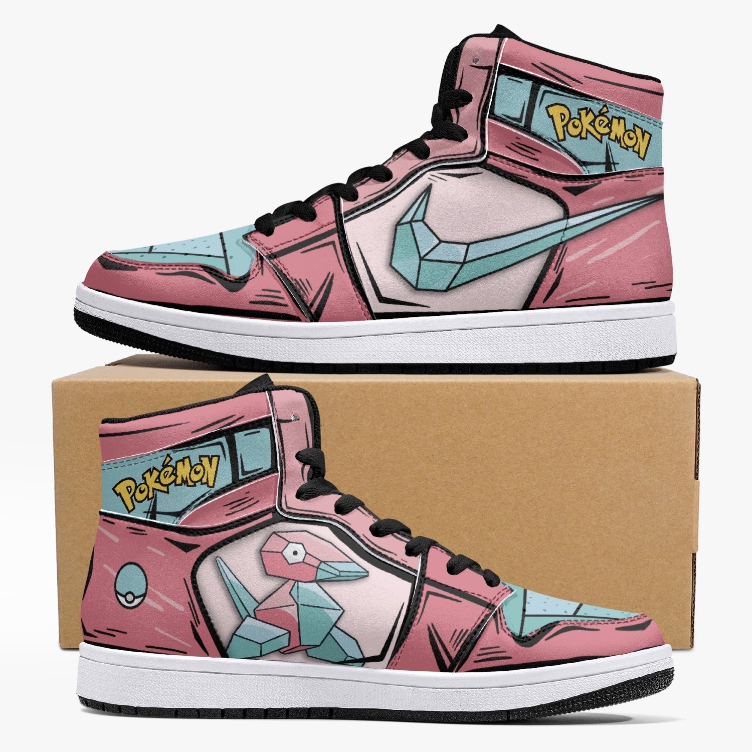 Porygon Pokemon Custom Sneaker Mid 1 Basketball Shoes - Otaku Hall