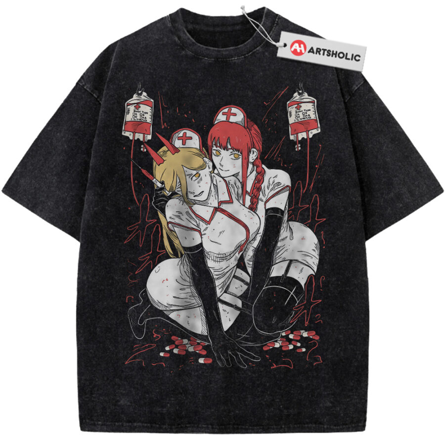 Alternative view of Power and Makima Shirt, Chainsaw Man Shirt, Anime Shirt, Vintage Tee