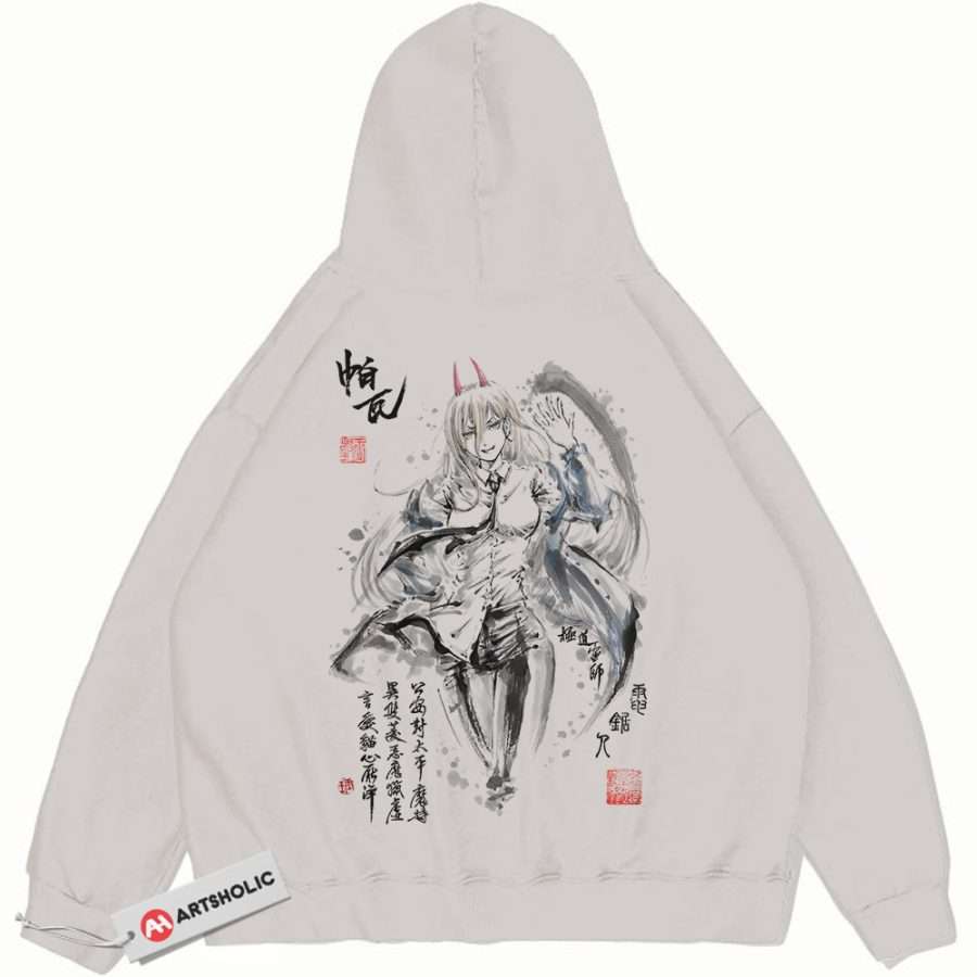 Alternative view of Power Hoodie, Chainsaw Man Hoodie, Anime Hoodie, Vintage Hoodie