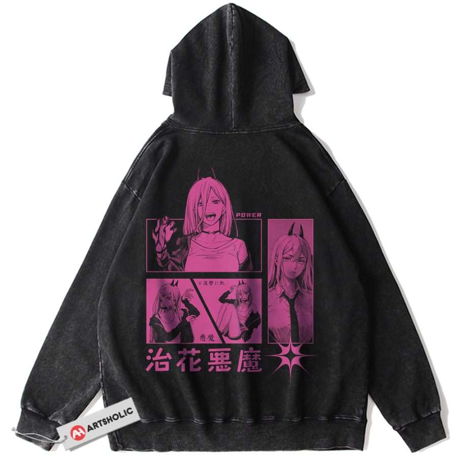 Alternative view of Power Hoodie, Chainsaw Man Hoodie, Anime Hoodie, Vintage Hoodie