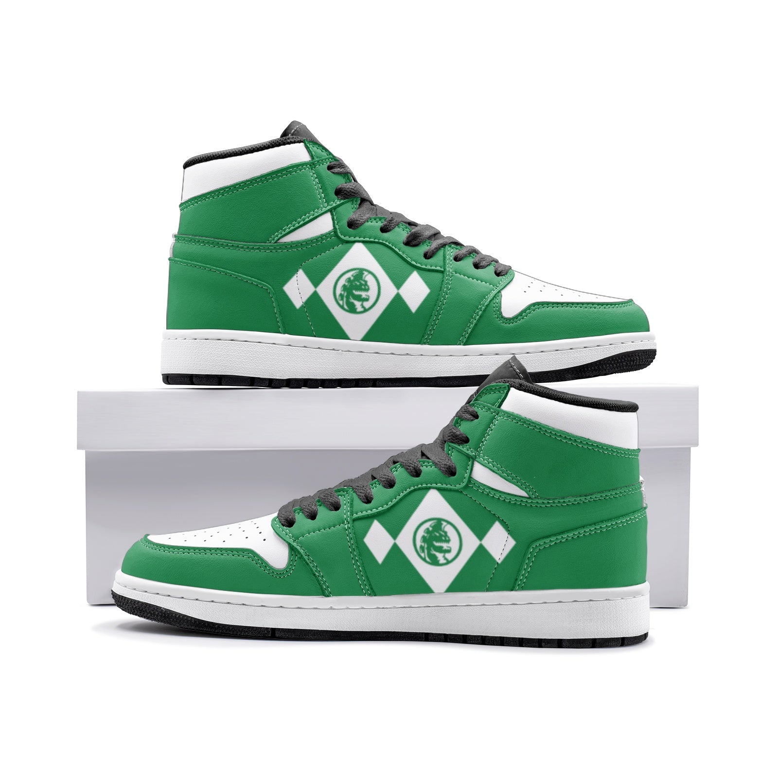 Power Rangers Green V2 Custom Sneaker Mid 1 Basketball Shoes - Otaku Hall