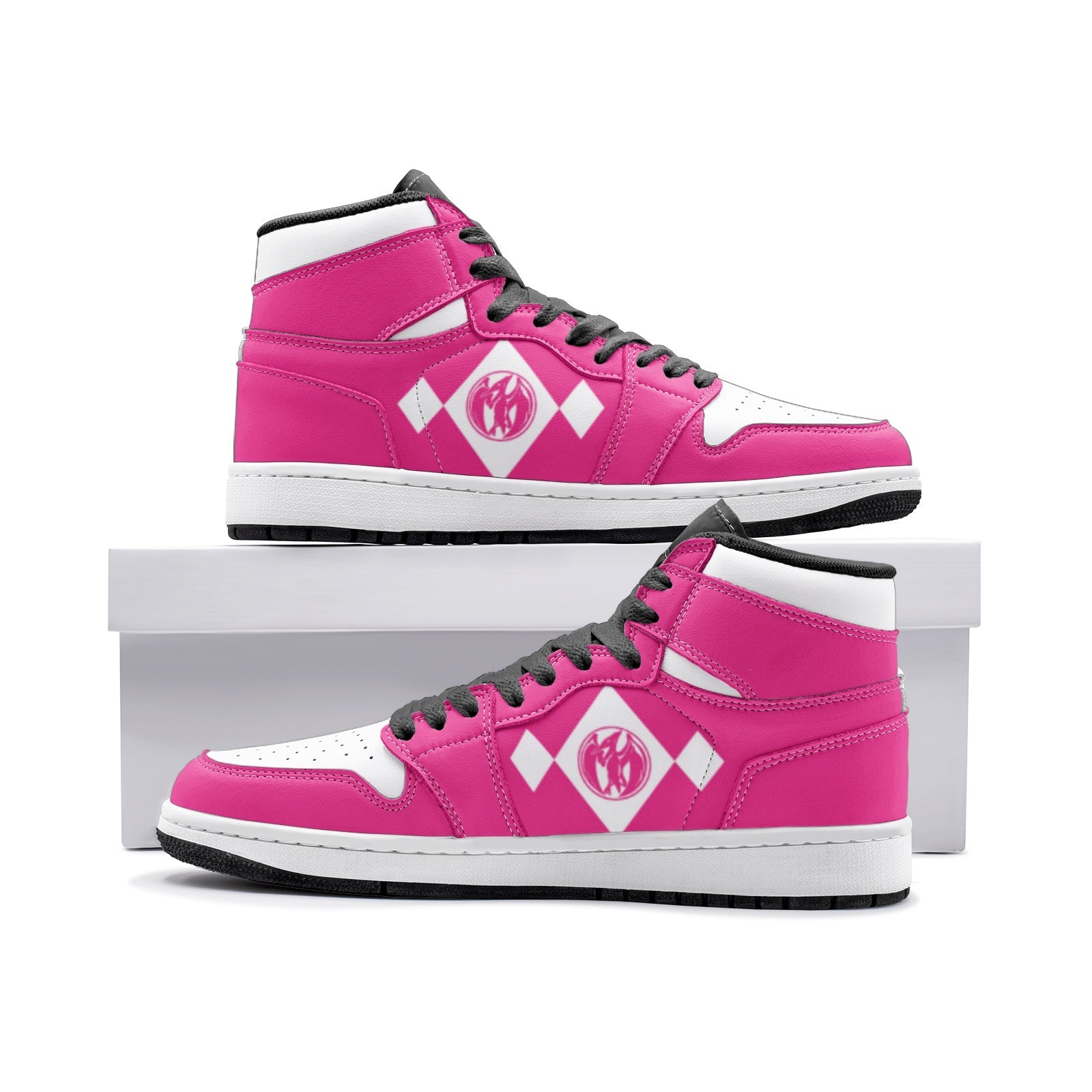 Power Rangers Pink V2 Custom Sneaker Mid 1 Basketball Shoes - Otaku Hall