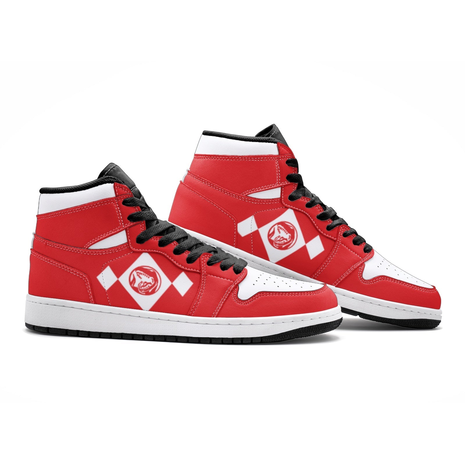 Alternative view of Power Rangers Red V2 Custom Sneaker Mid 1 Basketball Shoes - Otaku Hall