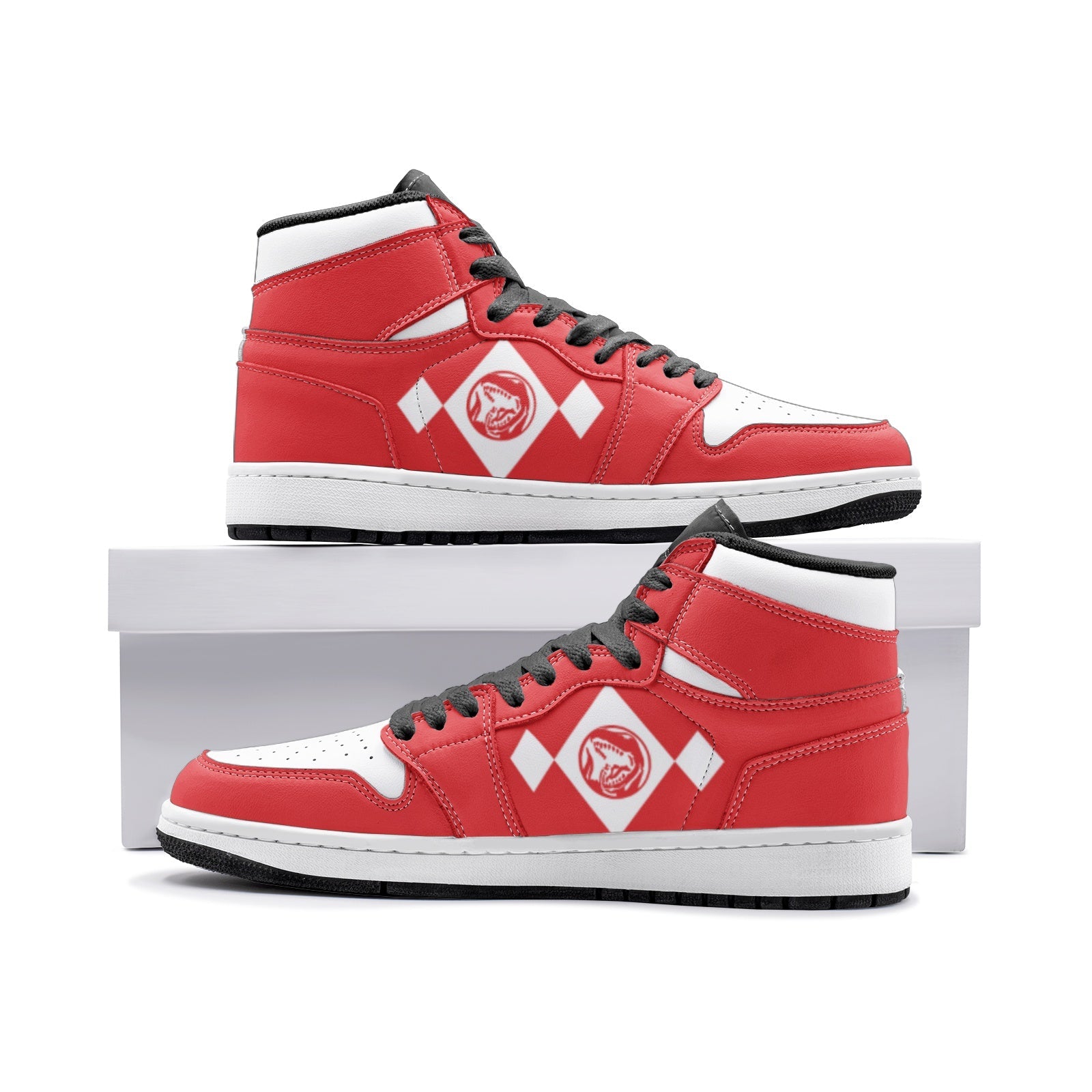 Power Rangers Red V2 Custom Sneaker Mid 1 Basketball Shoes - Otaku Hall