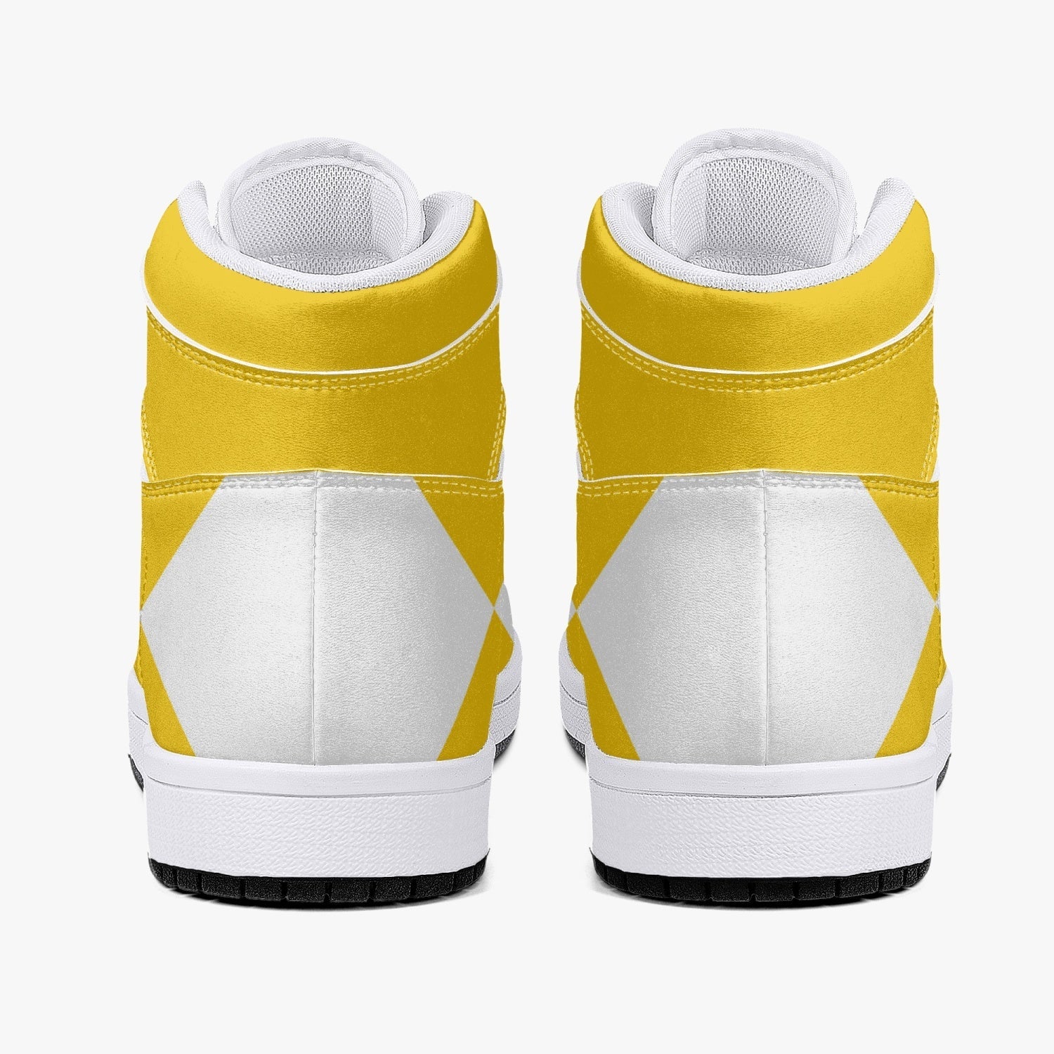 Alternative view of Power Rangers Yellow Custom Sneaker Mid 1 Basketball Shoes - Otaku Hall