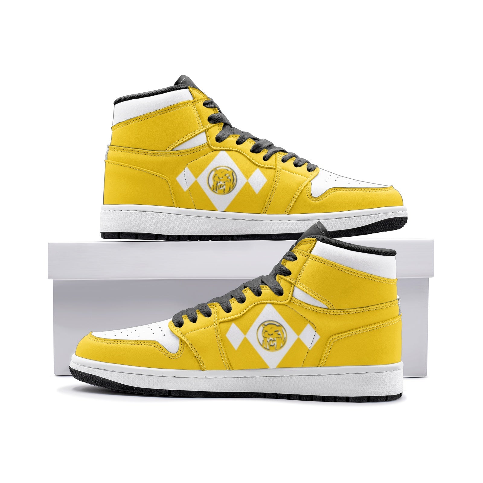 Power Rangers Yellow V2 Custom Sneaker Mid 1 Basketball Shoes - Otaku Hall