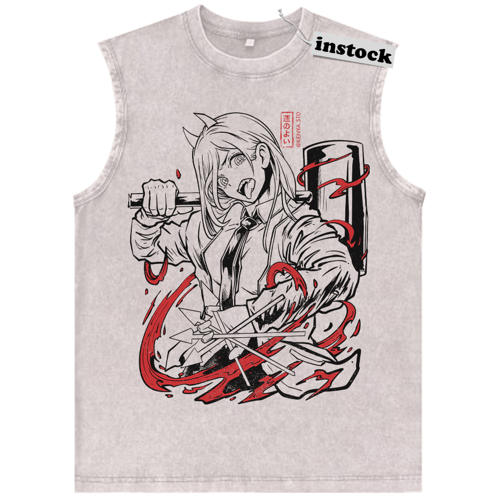 Power Tank Top, Chainsaw Man Tank Top, Anime Tank Top, Vintage Tank Top
