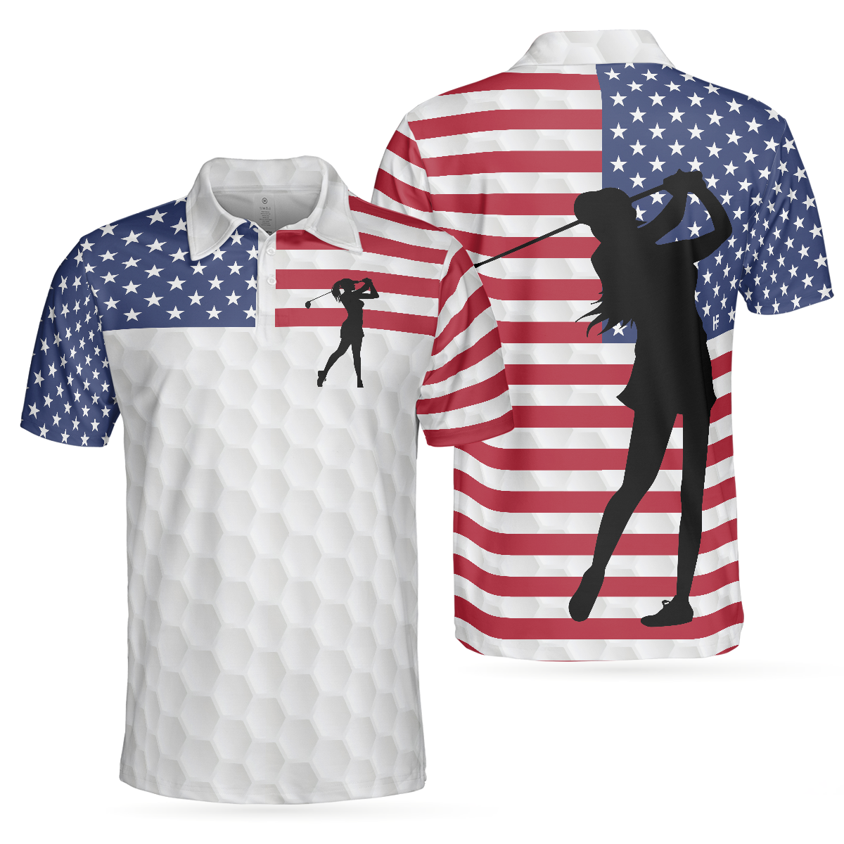 Premium American Golfer Female Ver. Short Sleeve Polo Shirt, Polo Shirts For Men And Women