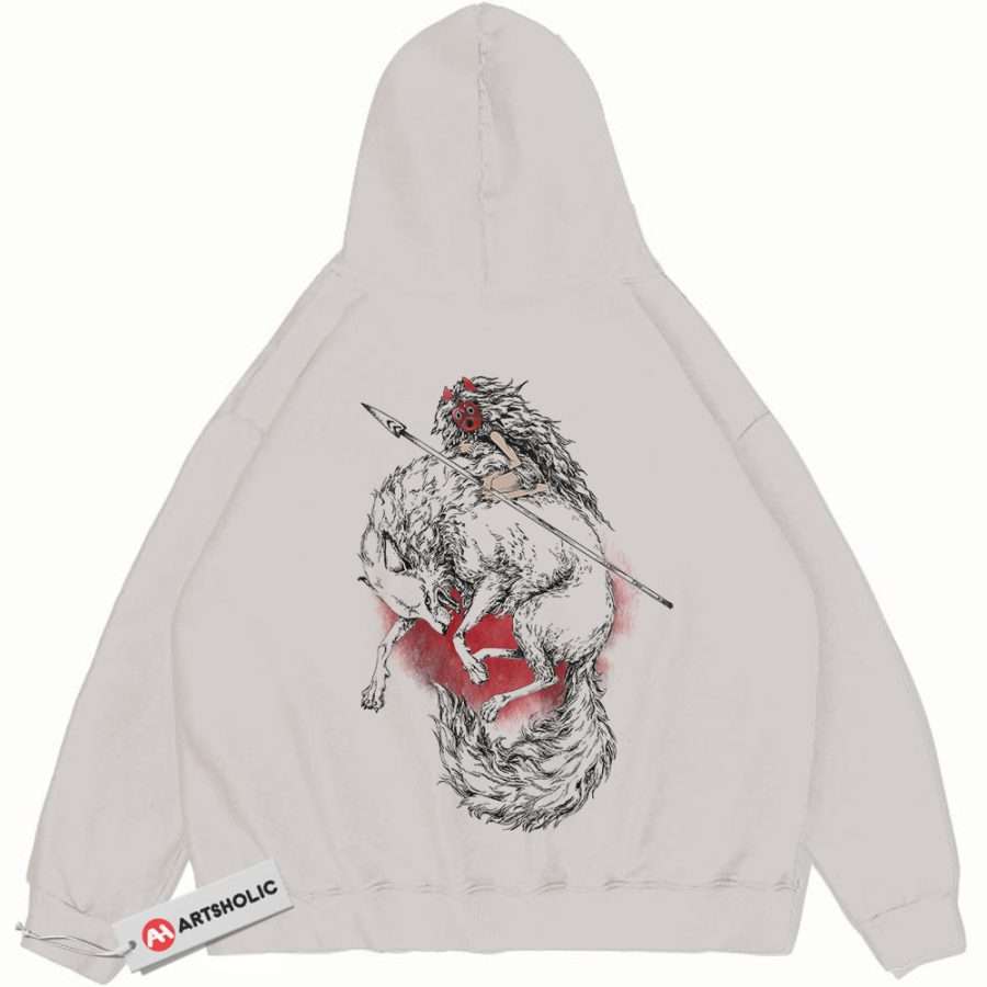 Alternative view of Princess Mononoke Hoodie, Studio Ghibli Hoodie, Anime Hoodie, Vintage Hoodie