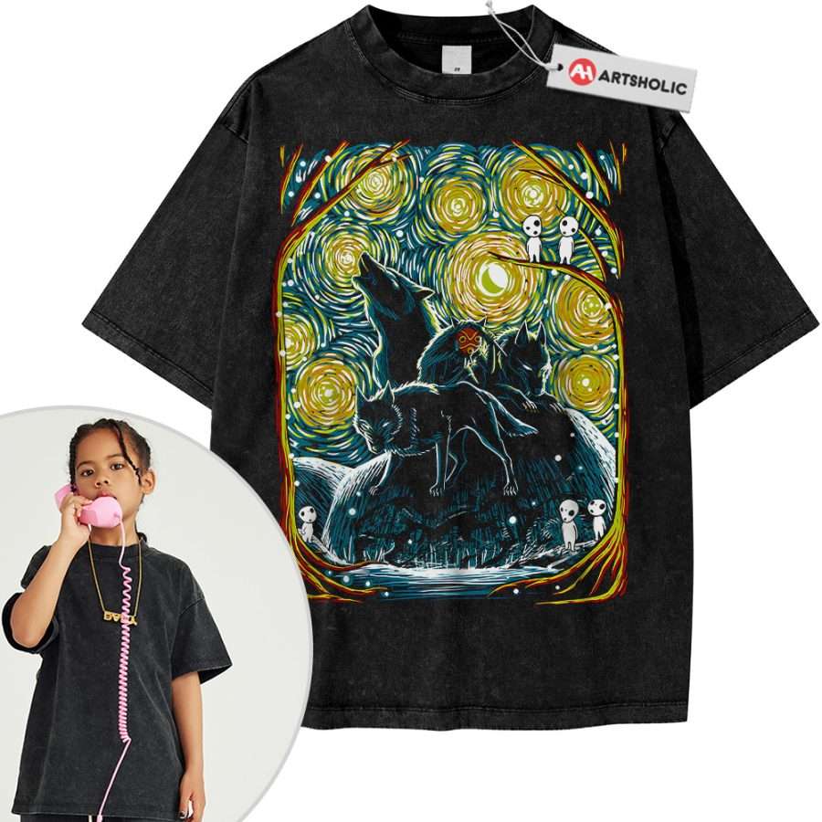 Alternative view of Princess Mononoke Tee For Kids, Studio Ghibli Tee For Kids, Anime Tee For Kids, Vintage Tee For Kids
