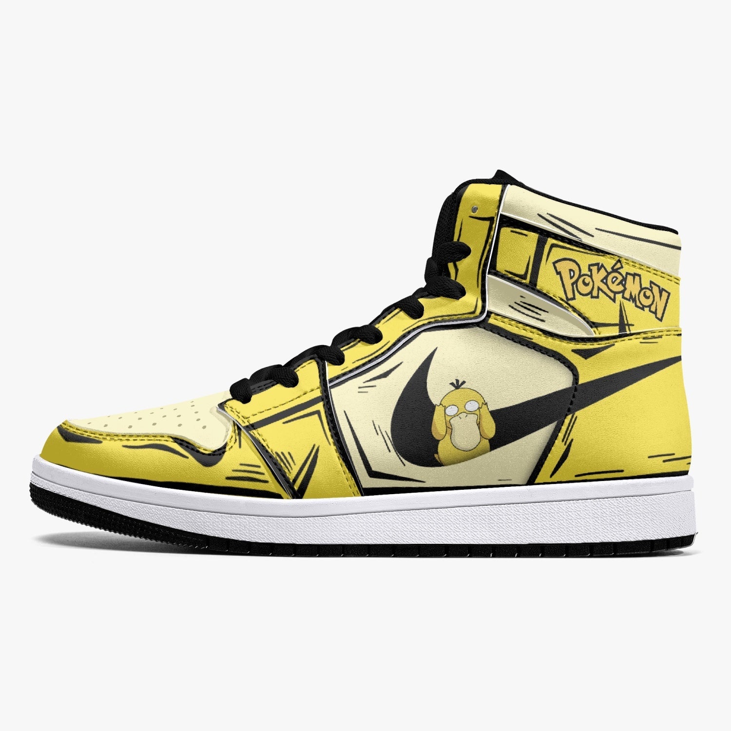 Alternative view of Psyduck Pokemon Custom Sneaker Mid 1 Basketball Shoes - Otaku Hall